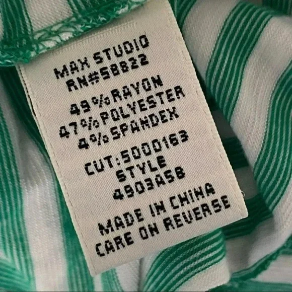 Max Studio S green & white striped ruffle top maxi‎ dress - Picture 7 of 7